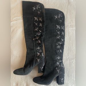 Kenneth Cole Embroidered Knee High Boots